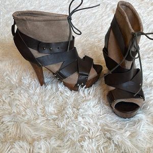 Dollhouse Platform Open Toe Ankle Bootie Scarlet